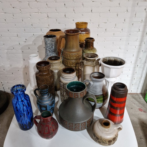 Collection of 18 vintage W. Germany vases