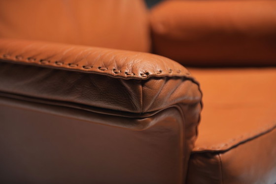 Image 1 of Très rares chaises longues DS-35 en cuir cognac/orange pour De Sede Swiss
