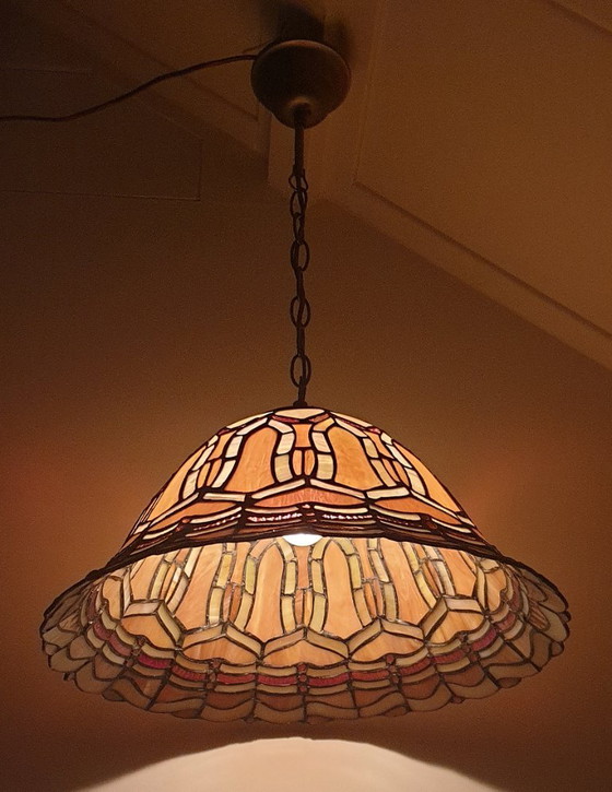 Grande lampada a sospensione in vetro colorato/Tiffany, Belgio – Massive, Lampade a sospensione, Glass (photo 7 of 35)