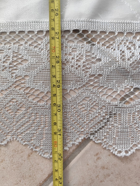 Image 1 of Tovaglia natalizia argento 82x82 cm motivo a campana in pizzo molto bella