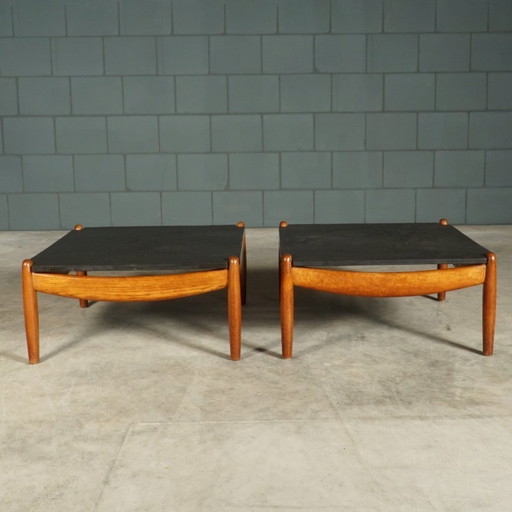 Mesa de centro vintage de roble – Carl Straub – década de 1960 – salontafels, Wood, Ceramic