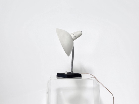 Vintage Gooseneck Table Lamp, 1960s, Metal, White (photo 7 of 15)