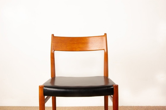 Image 1 of Set van 6 Deense stoelen van teak en skai, nieuw, model 418 van Arne Vodder voor Sibast 1960.