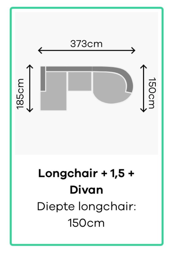 Image 1 of Hoekbank Groen Dordoni II B373 x H92 x D185 cm