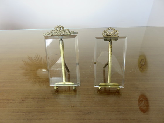Image 1 of Set of 2 photo frames, Napoleon III, brass and beveled glass