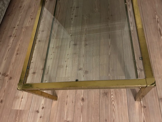 Image 1 of Hollywood Regency style coffee table in glass and gold