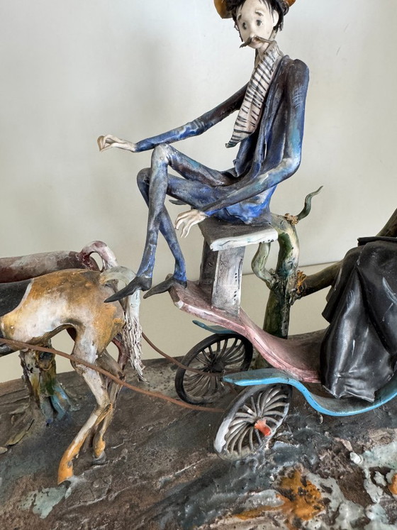 T. Morello "La Dama e il Cocchiere" (Die Dame und der Kutscher), Bildhauerei, Keramik, Andere, Braun (Foto 6 von 15)