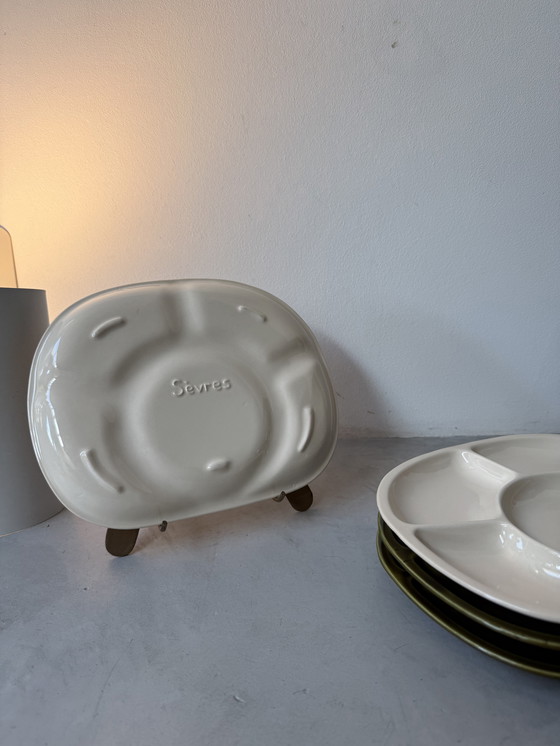 Image 1 of Set di 6 piatti vintage | Ceramica francese | Timbro di Sèvres | Anni '60/'70