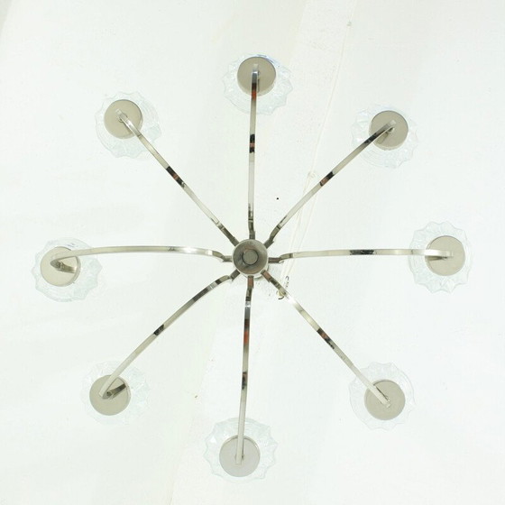 Image 1 of Eight-armed crystal glass chandelier - 1960s