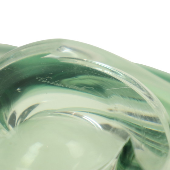 Image 1 of Coupe en cristal vert Val Saint Lambert