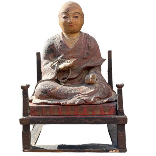 Antique Kobo Daishi Statue in Zushi Shrine – Japan Edo Period Buddha