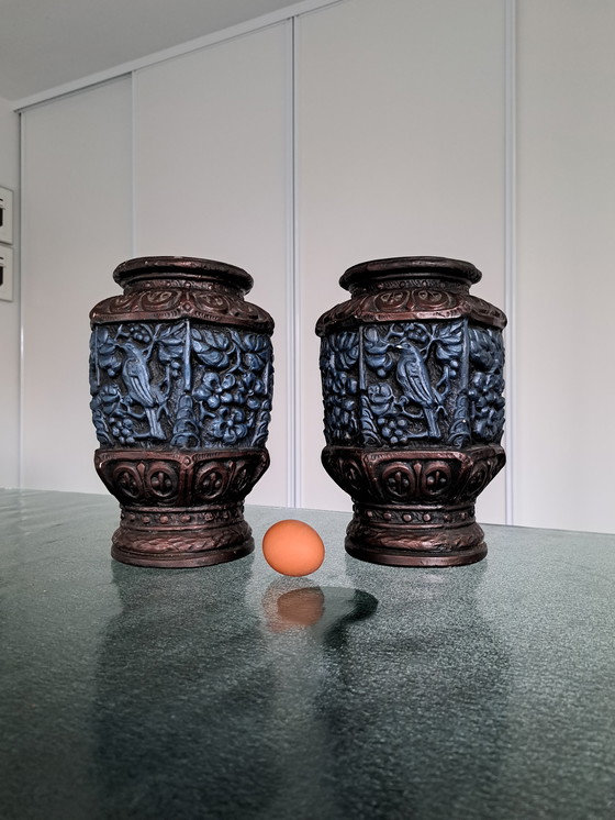 Image 1 of Set di 2 vasi in pietra di metà secolo