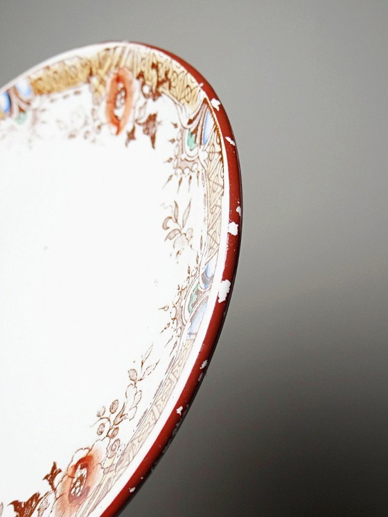 Image 1 of Sarreguemines - Kyoto - antique tea set: 5 cups and 6 Japanese-style saucers
