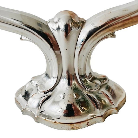Image 1 of Vintage German Art Nouveau silver-plated candlestick with double arms, 1950s