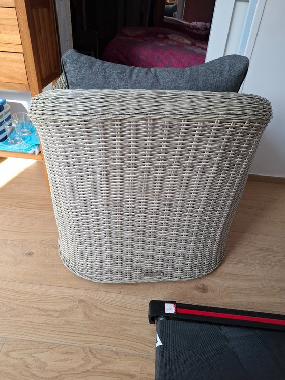 Image 1 of Poltrona da giardino in resina intrecciata grigia, effetto rattan