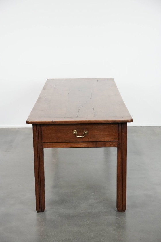 Image 1 of Antique French dining table with drawers and pull-out shelf