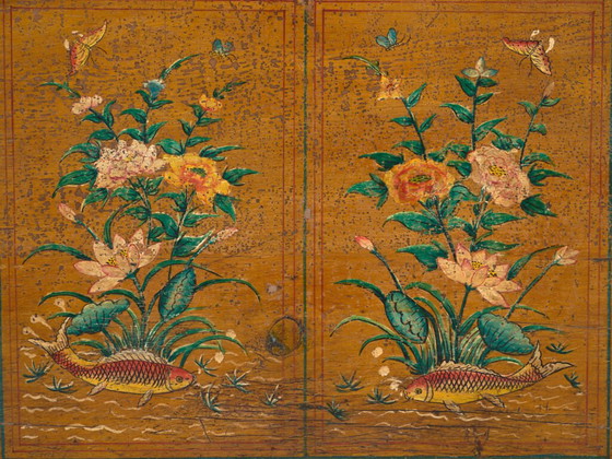 Baúl antiguo pintado en madera de pino – China, circa 1900 – Armarios de almacenamiento (photo 40 of 40)