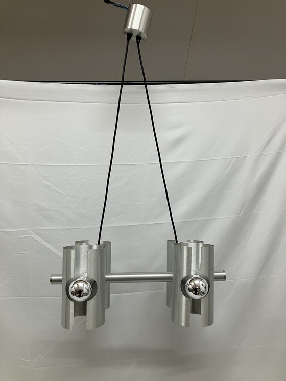 Image 1 of Suspension vintage Space Age, Polam, aluminium brossé