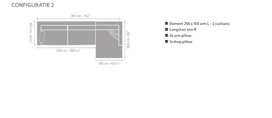 Image 1 of Divano Linteloo a 2,5 posti con chaise longue, pouf e 3 cuscini sfoderabili.