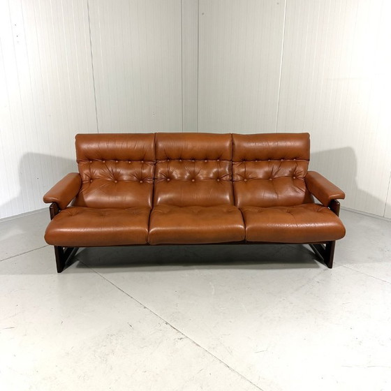 Image 1 of Coja Culemborg rosewood and leather three-seater sofa 1970s