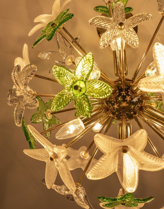 Image 1 of Sculptural Floral Glass Chandelier, Czechoslovakia, 1970s–1980s