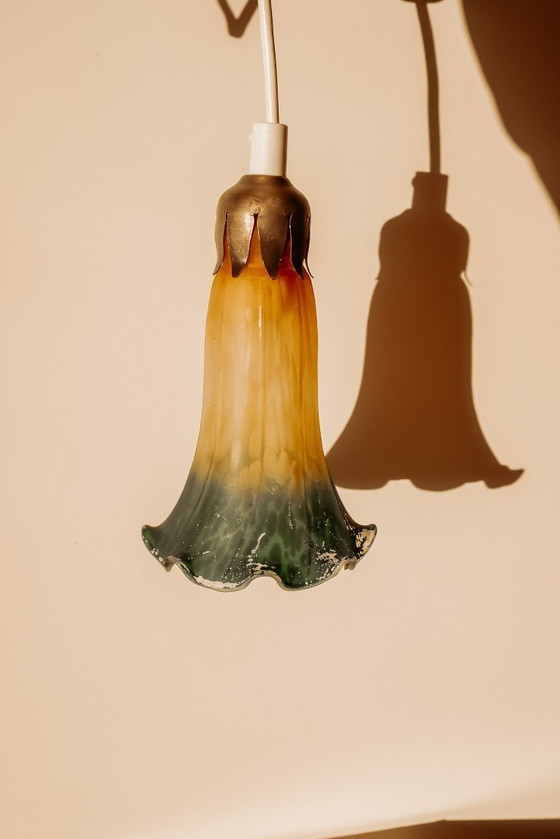 Image 1 of Vintage paté de verre hanglampje uit Frankrijk