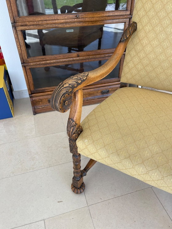 Image 1 of Echtpaar antieke - nieuw bekleedde - leunstoelen