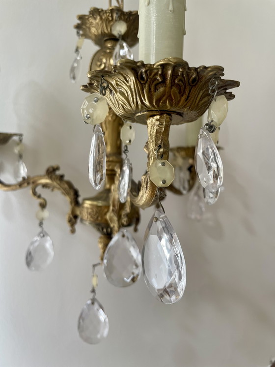 Image 1 of Lampadario a 3 bracci con nappe in ottone