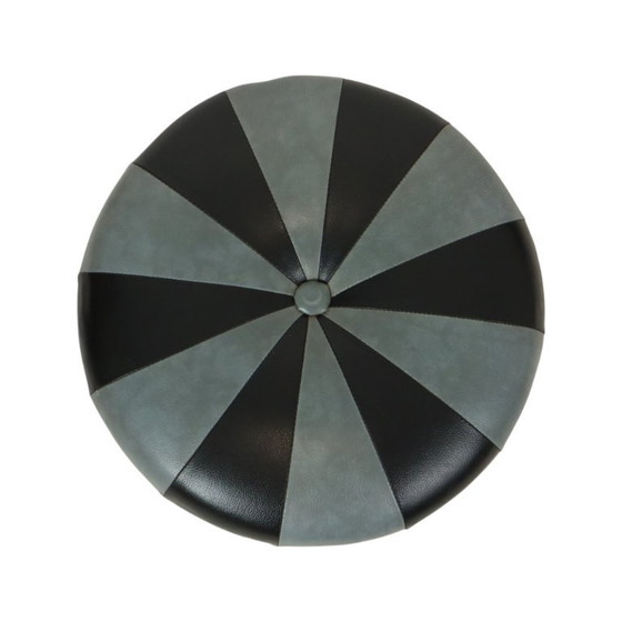 Image 1 of Ronde Vintage Poef Grijs Zwart Skai 