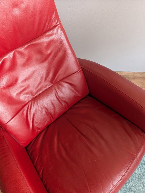 Fauteuil Hjort Knudsen, cuir rouge, Métal, Modern (photo 4 sur 5)