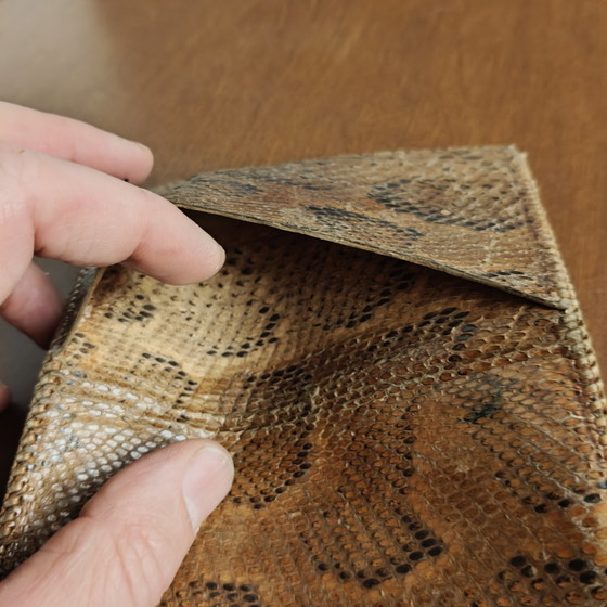 Vintage Genuine Python Snake Skin Wallet – Brown Leather Bifold – Gifts (photo 7 of 12)