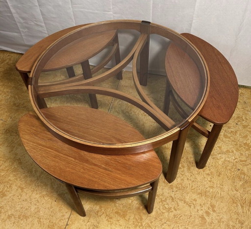 Tavolino da caffè Trinity in teak, stile retrò vintage di metà secolo, di Nathan, del 1960.
