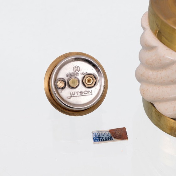 Image 1 of Set of lighter and ashtray in Ceramic Brass by Tommaso Barbi, Italy, 1960s