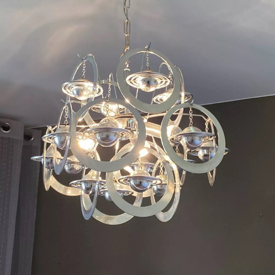 Image 1 of Sputnik Saturn pendant light. 1970. Space age. Italy.