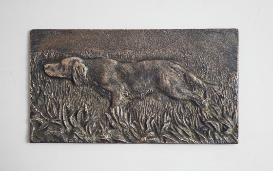 Image 1 of hunting dog Cast iron decorative wall plaque