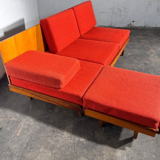 Tatra Nabytok slaapbank met voetenbank, jaren 60 – Tatra Nábytok, 3-5 zitsbanken, Textile (photo 6 of 16)