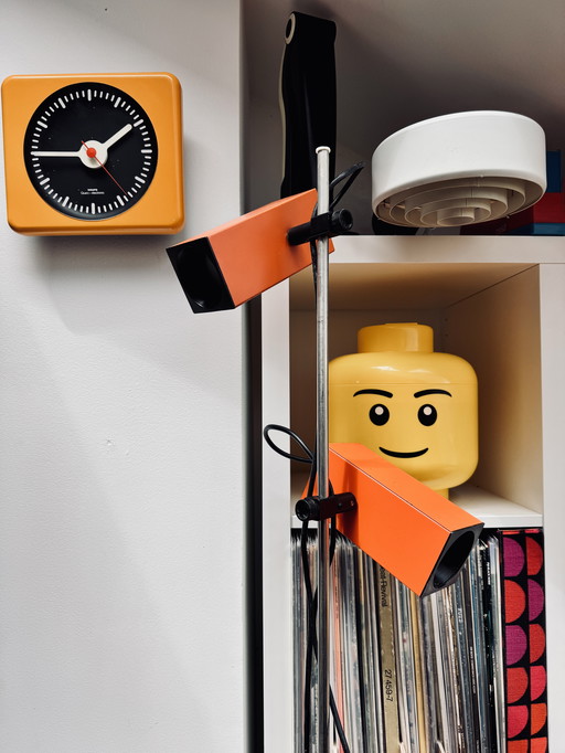 Vintage DBGM staande lamp - Bauhaus stijl jaren 1970 Mid Century Modern Oranje lamp met Spotlight lampenkappen