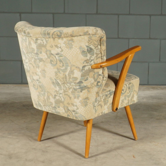 Image 1 of Vintage cocktail chair - velour - wooden armrests - 1960s