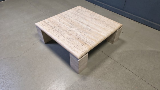 Image 1 of Table basse en travertin, années 1970, Italie