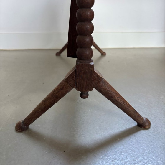 Image 1 of Antieke houten tafelspiegel, klosdetails, 1e kwart 20e eeuw