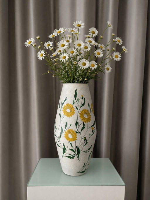Grand vase à marguerites peint à la main – vazen, Ceramic
