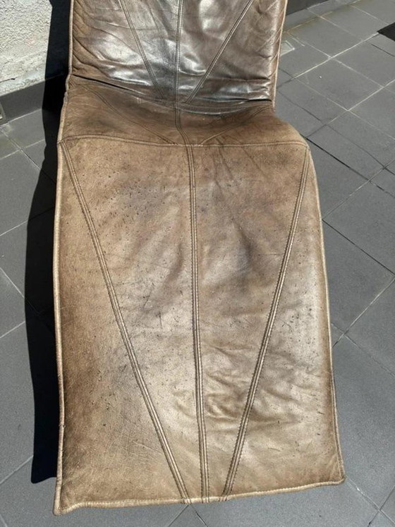 IKEA Skye Chaise Longue by Tord Björklund, Leather, 1980s, Metal, Brown (photo 5 of 6)
