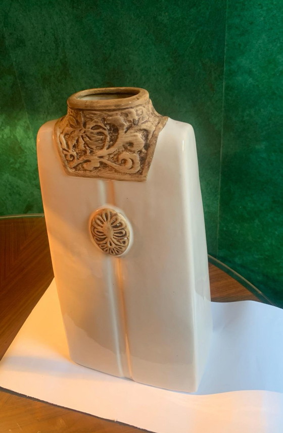 Grande Vaso Decorativo in Gres con Decorazione Antica e Drappeggio Stilizzato – Vasi, Ceramic (photo 2 of 9)
