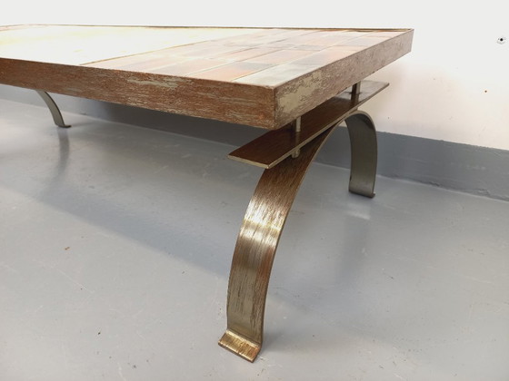Image 1 of Vintage coffee table by Jean Gregorieff for Roche Bobois in ceramic and steel from the 60s and 70s