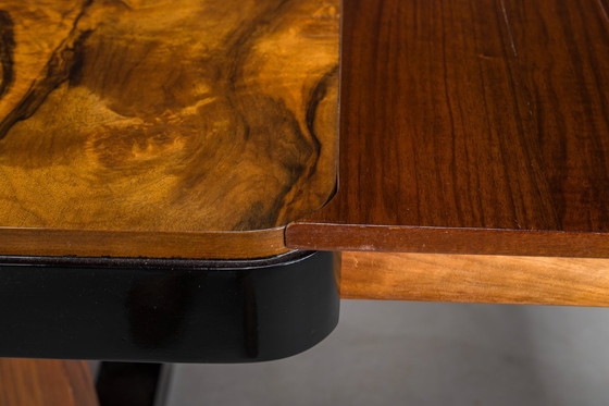 Image 1 of Art Deco French Walnut & Burl Dining Set, 1930s, Set of 7