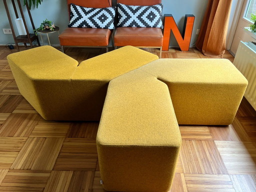 Set mit 2 Balma Plus Design-Poufs – Ockergelb – Modular
