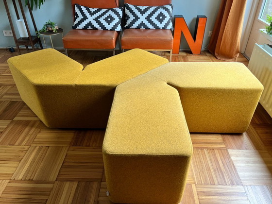 Image 1 of Set mit 2 Balma Plus Design-Poufs – Ockergelb – Modular