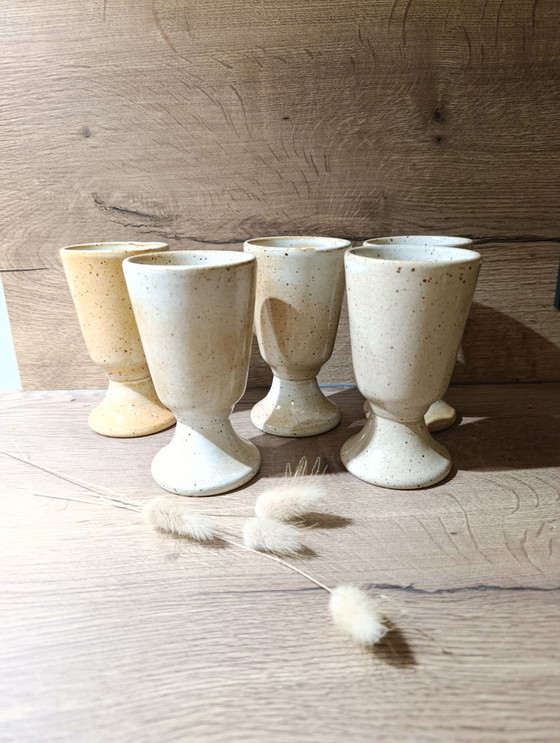 Image 1 of 5 mazagrans in gres maculato, vintage 1960/70 Francia