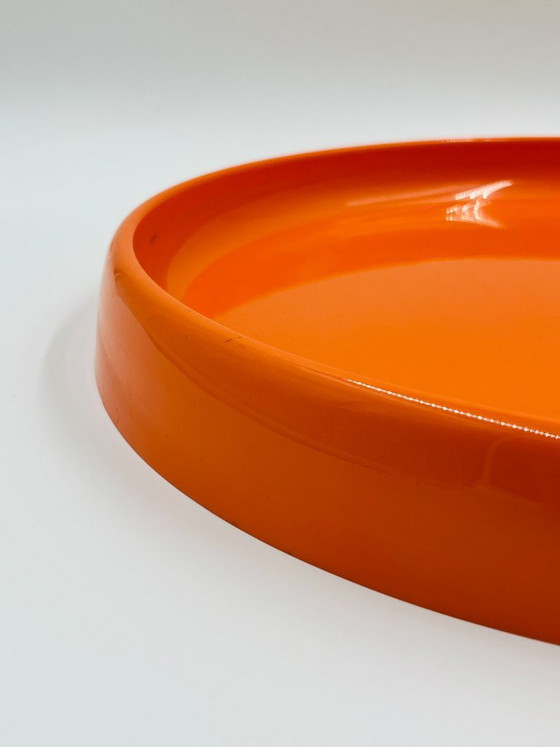 Large Orange Space Age Round Tray, Bowls, Plastic, Modern (photo 7 of 9)