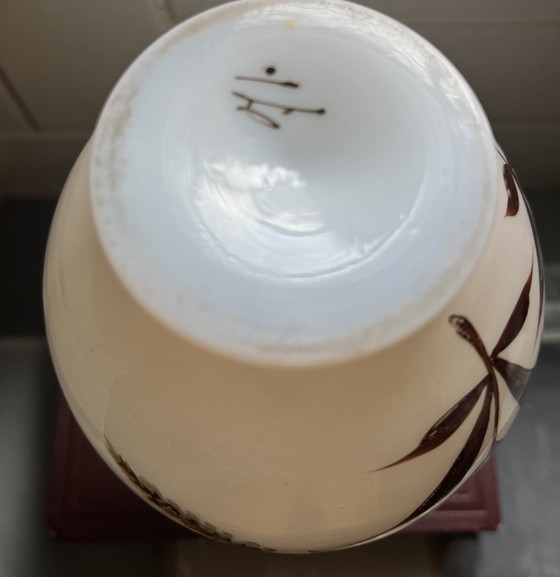 Image 1 of Hand-blown vintage vase 2x Japanese opal glass